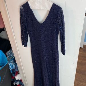 Mother of the bride/groom dress. Navy lace and beading.